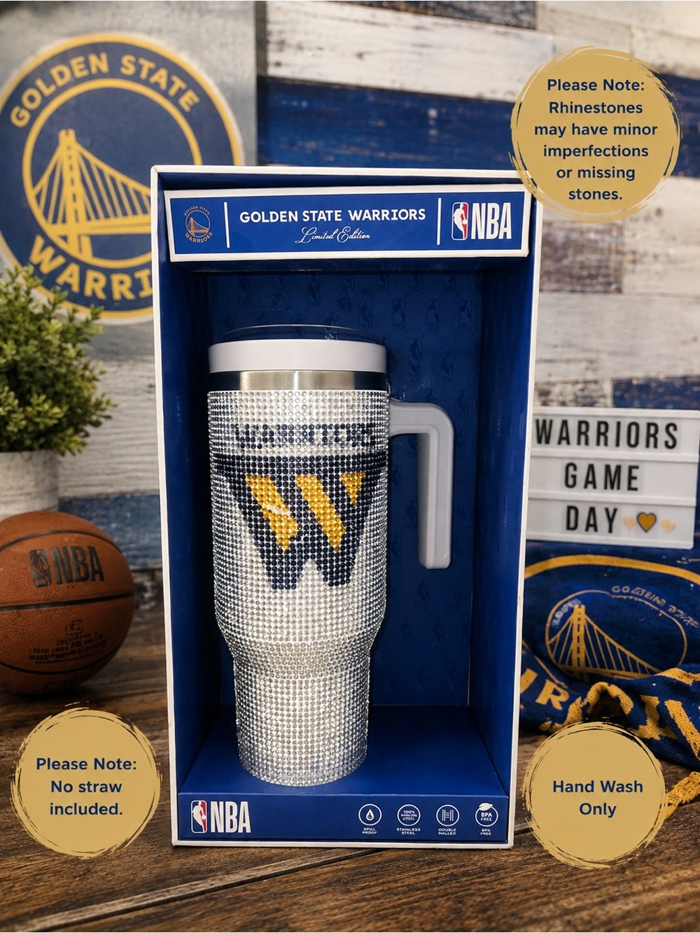 💙💛 Golden State Warriors NBA Limited Edition 40 oz Bling Tumbler — NWT